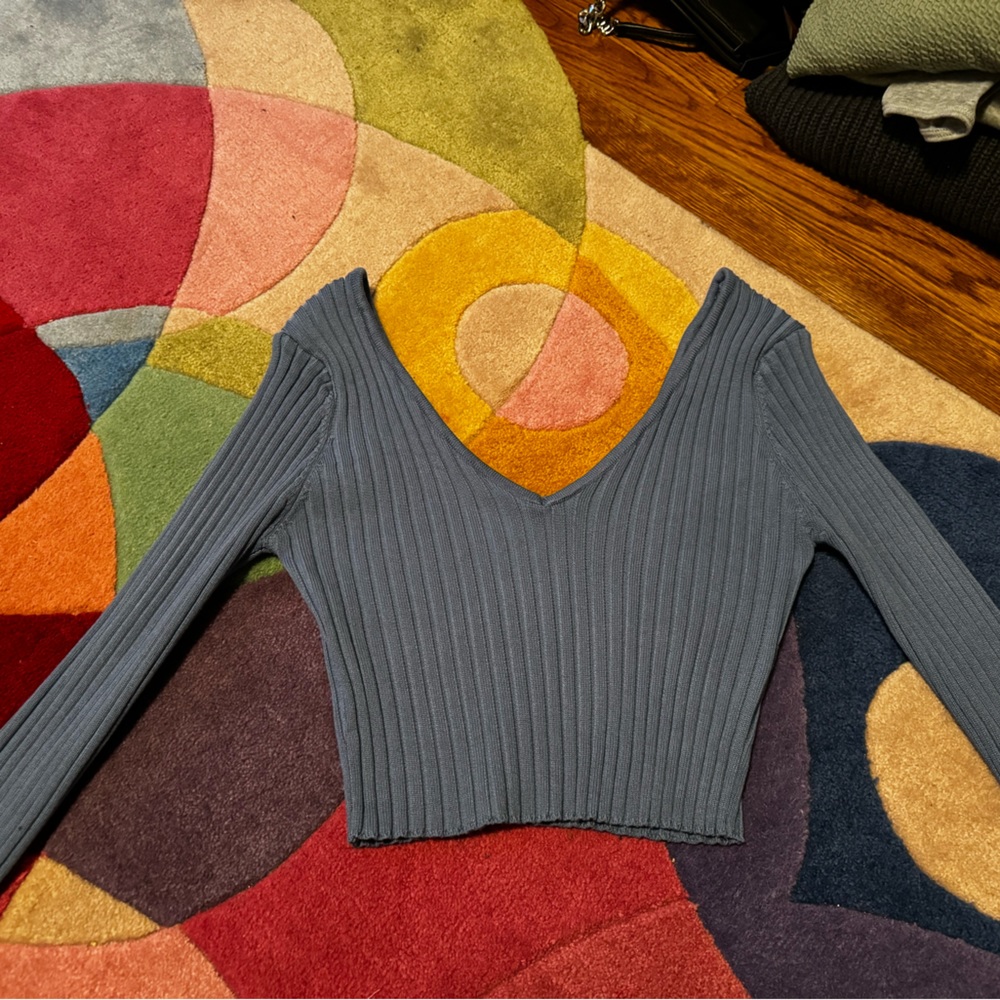 blue cropped long sleeve. size M. from fashion nova